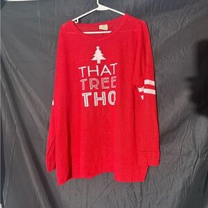 Red Long Sleeve Graphic Tshirt holiday Christmas